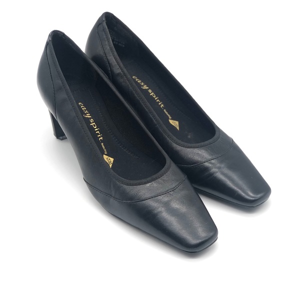Easy Spirit Square Toed Black Heels size 5 1/2 - Picture 10 of 10